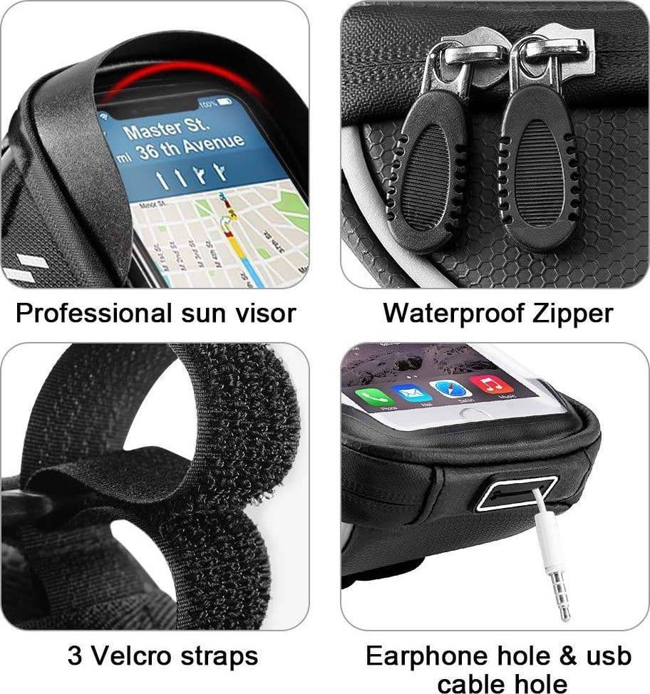 PORTA CELLULARE SMARTPHONE PER BICICLETTA SUPPORTO BORSA ASTUCCIO IMPERMEABILE - 5