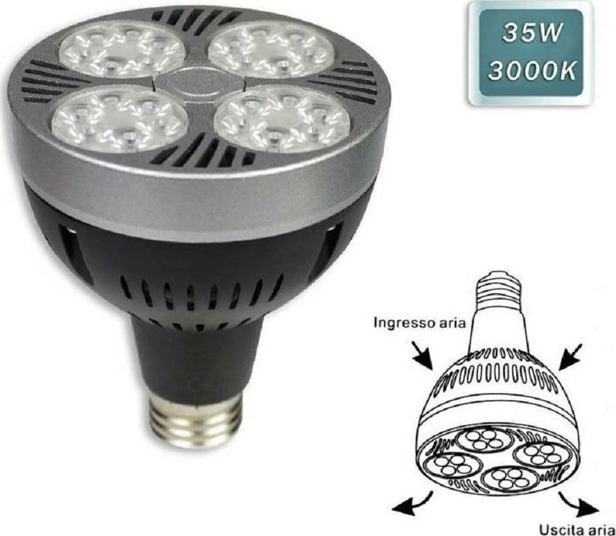 LAMPADINA LED PAR30 E27 35 W 24 LED FARETTO LUCE 3000K 4000K 6500K 3500LM P30-1 - 5