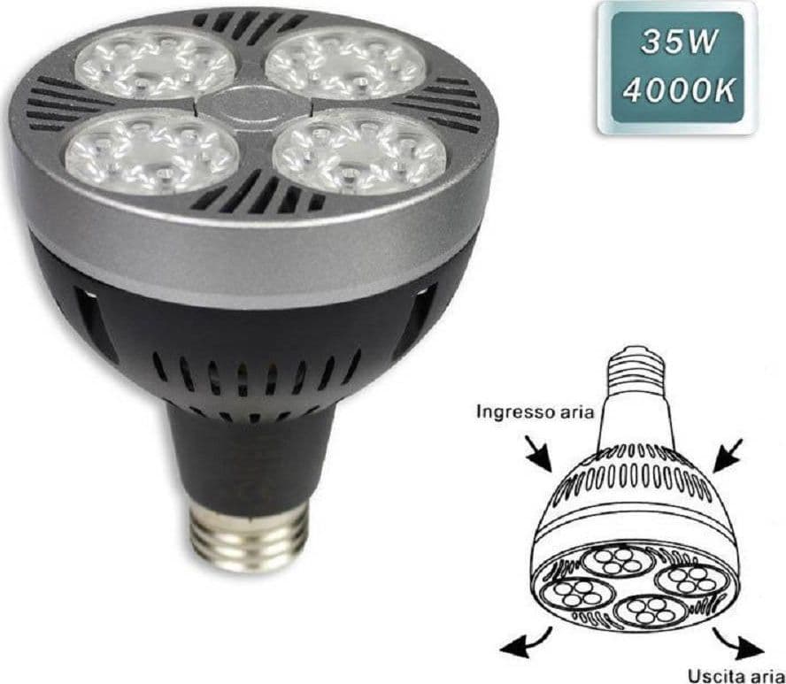 LAMPADINA LED PAR30 E27 35 W 24 LED FARETTO LUCE 3000K 4000K 6500K 3500LM P30-1 - 6