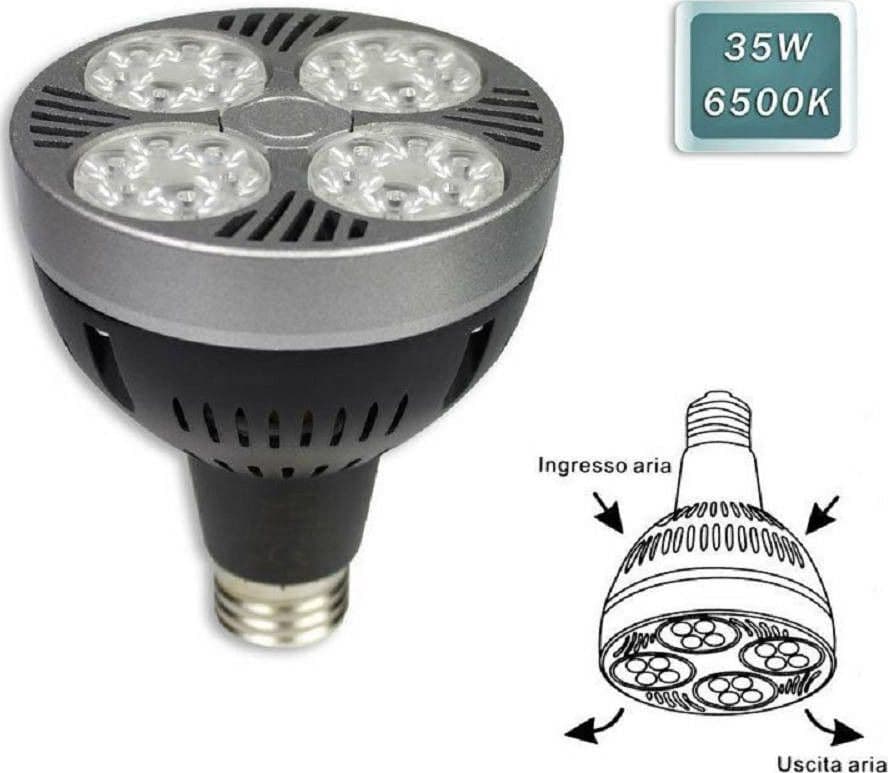 LAMPADINA LED PAR30 E27 35 W 24 LED FARETTO LUCE 3000K 4000K 6500K 3500LM P30-1 - 7