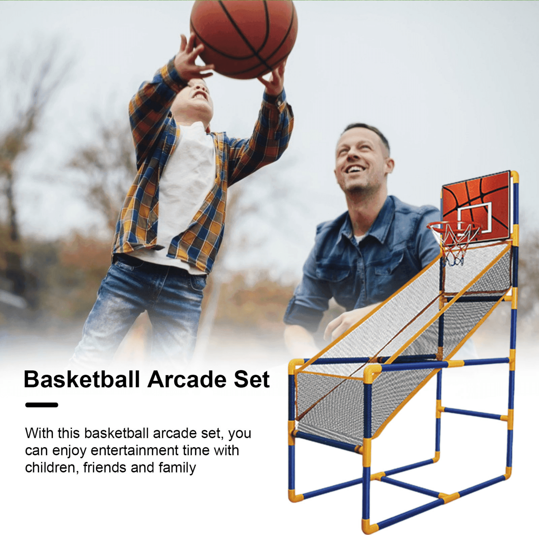 CANESTRO BASKET ARCADE PALLA CANESTRO SALA GIOCHI PALLONE GONFIATORE 140X89X46CM - 5