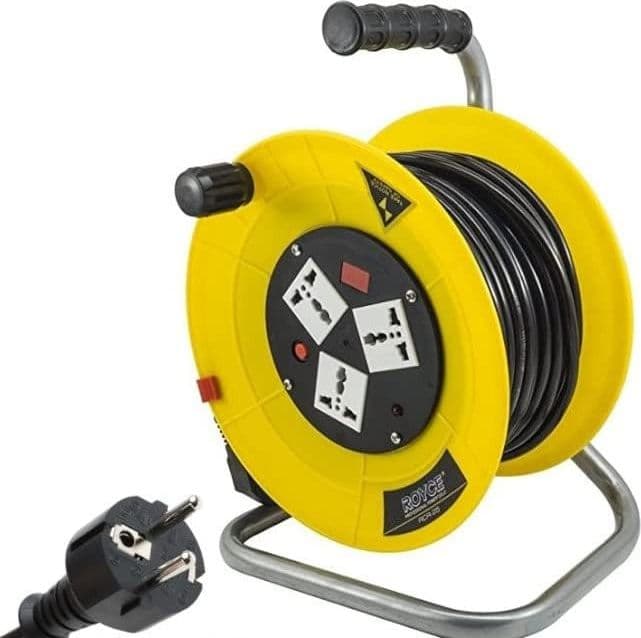 PROLUNGA AVVOLGICAVO ELETTRICO CAVO 25 METRI PRESA SPINA SCHUKO PRESE UNIVERSALI - 4