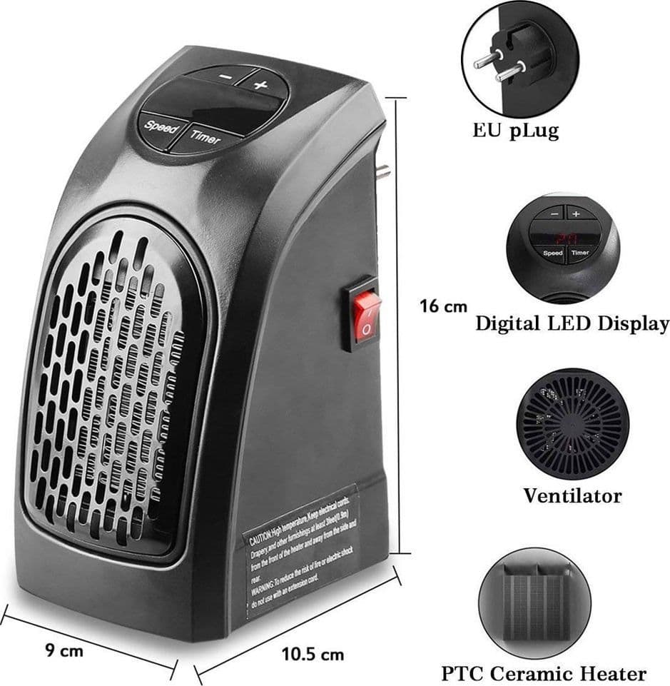 SET 2 PEZZI STUFA ELETTRICA 400W RISCALDAMENTO PORTATILE SPINA PRESA ELETTRICA - 6