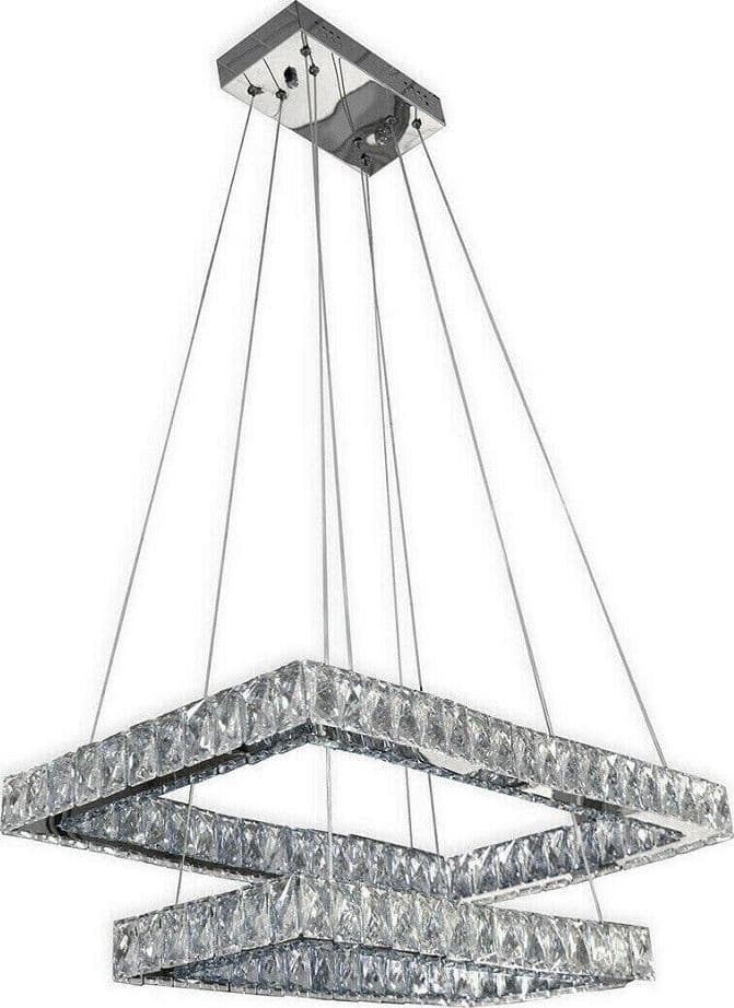LAMPADARIO MODERNO A LED 48W CON CRISTALLI LUCE BIANCHISSIMA 6500K B12 - 2