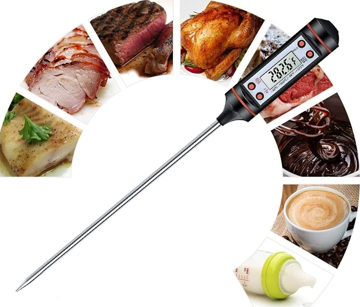 TERMOMETRO DIGITALE PER ALIMENTI CIBO LIQUIDI LATTE JR-1 CON CUSTODIA - 3