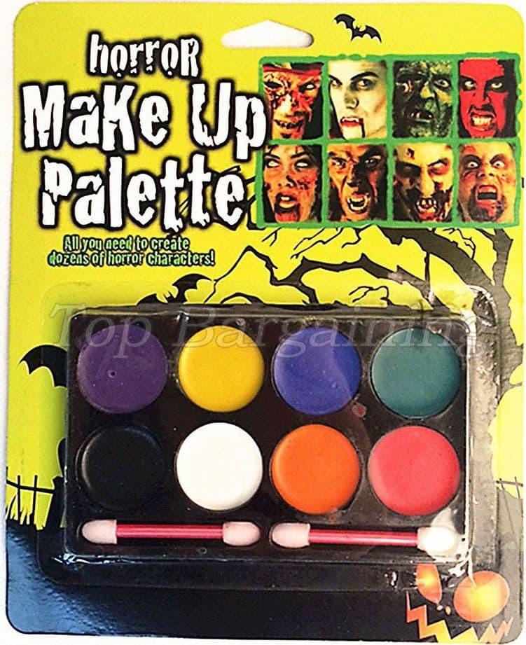 MAKE UP TRUCCO 8 COLORI 2 PENNELLI TRAVESTIMENTO FESTA CARNEVALE HALLOWEEN