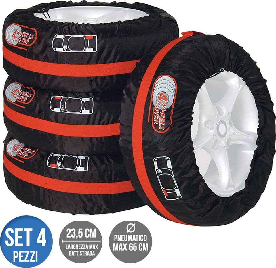 SET 4PZ BORSA CUSTODIA PROTEZIONE PNEUMATICI AUTO COVER STORAGE GOMME RUOTE 65CM - 3