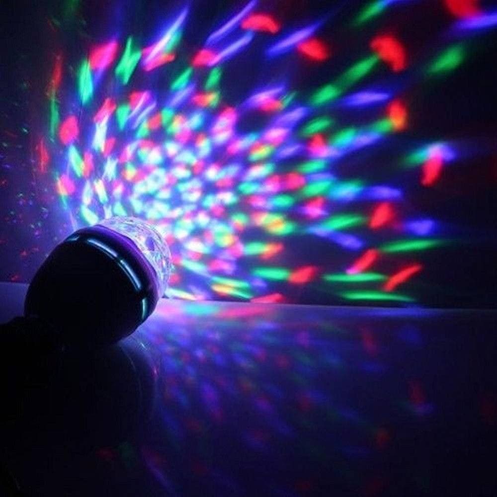 LAMPADA LAMPADINA ROTANTE RGB E27 EFFETTI LUCE LED LUCI DISCOTECA NATALE FESTE - 3