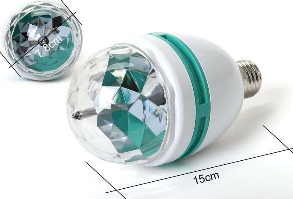 LAMPADA LAMPADINA ROTANTE RGB E27 EFFETTI LUCE LED LUCI DISCOTECA NATALE FESTE - 4