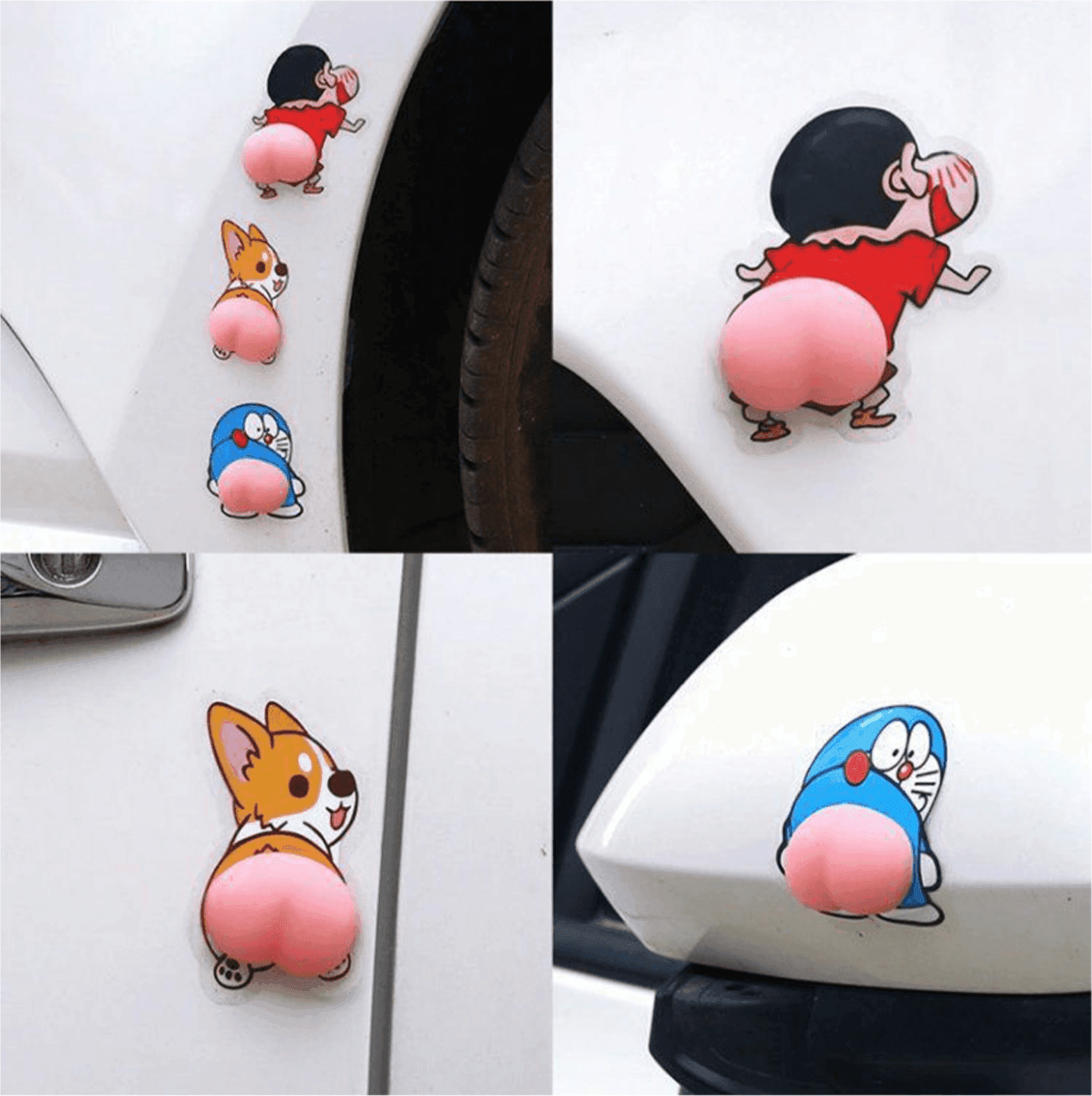 4 PARACOLPI IN SILICONE STICKERS ADESIVI PER AUTO SPECCHIETTI A FORMA DI CULO - 2