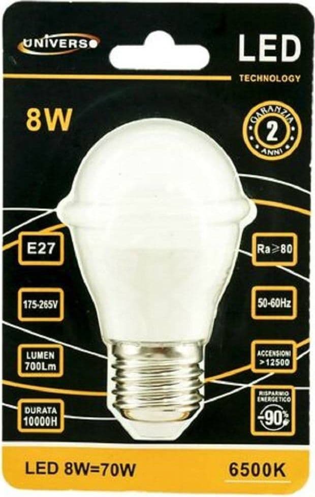 LAMPADINA LED E27 G45 8 WATT 15D BULBO LUCE BIANCO CALDO FREDDO NATURALE G4509 - 5