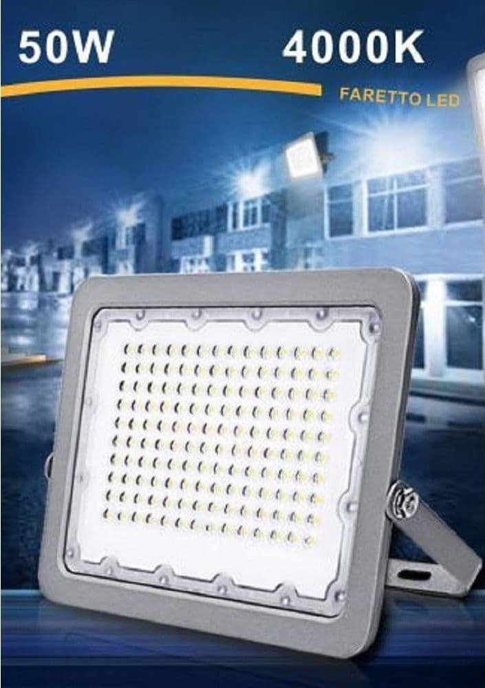 FARO LED PROIETTORE 50W PER ESTERNO GRIGIO IP65 LUCE 6500K 4000K 3000K FS50W - 3