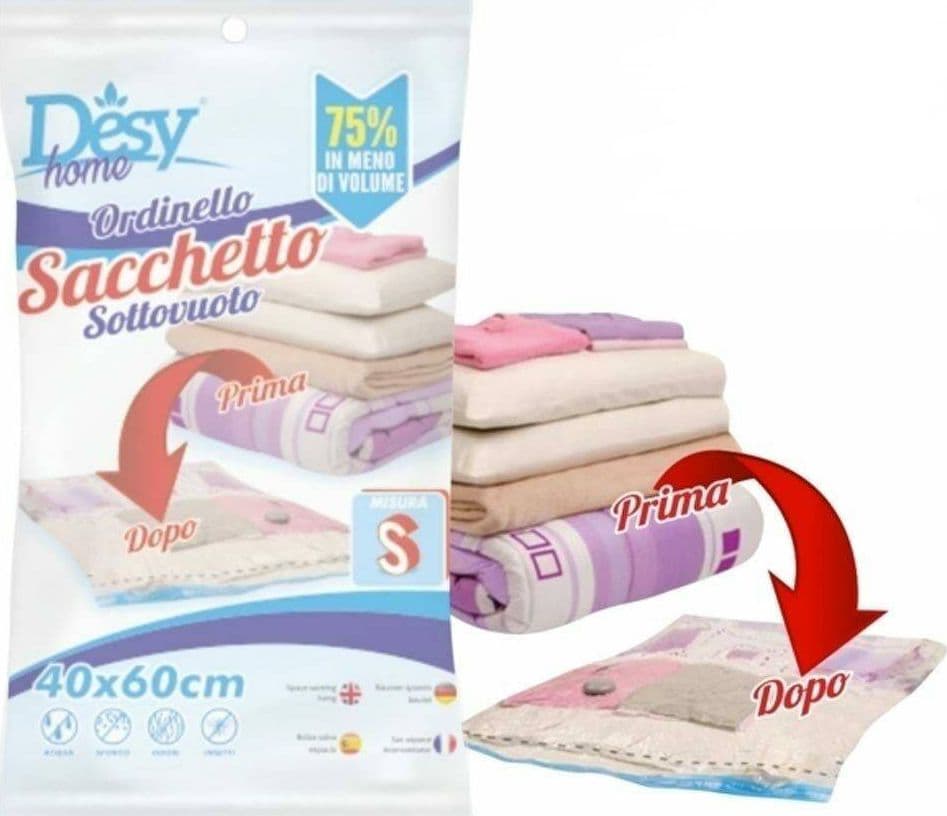 12 SACCHETTI SOTTOVUOTO SALVASPAZIO 40X60 BUSTE SACCO SALVA SPAZIO ABITI PIUMONI - 4