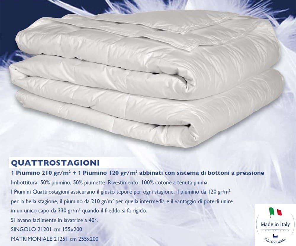 CALEFFI DOPPIO PIUMINO IN PIUMA D’OCA 50 E 50 QUATTROSTAGIONI LETTO MATRIMONIALE - 2