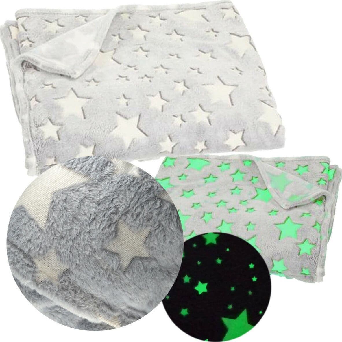 COPERTA PLAID IN PILE CON STELLE CHE SI ILLUMINANO AL BUIO MORBIDA IDEA REGALO - 2