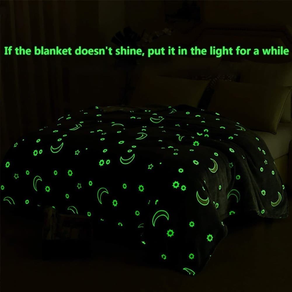 COPERTA PLAID IN PILE CON STELLE CHE SI ILLUMINANO AL BUIO MORBIDA IDEA REGALO - 6