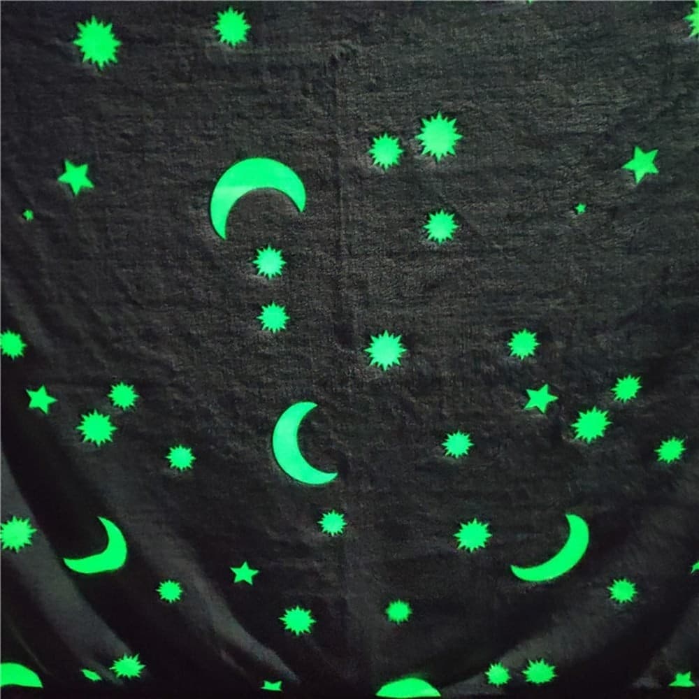 COPERTA PLAID IN PILE CON STELLE CHE SI ILLUMINANO AL BUIO MORBIDA IDEA REGALO - 7
