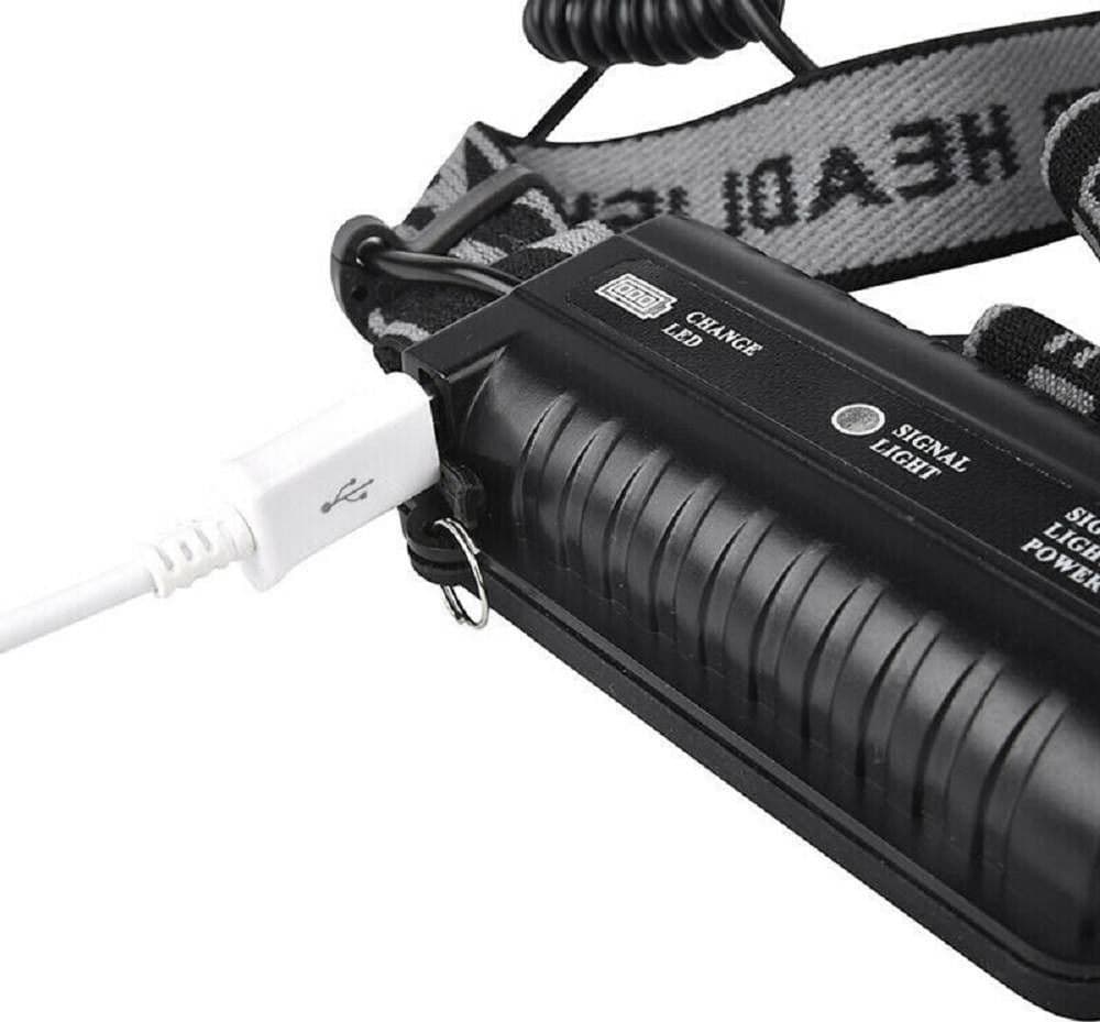 TORCIA FRONTALE 5 LED RICARICABILE 6 MODALITÀ DI ILLUMINAZIONE ESCURSIONI PESCA - 3