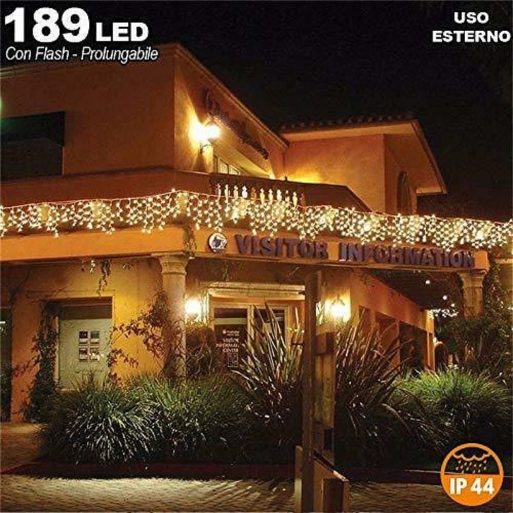TENDA CASCATA LUMINOSA BIANCO CALDO 510X90CM ESTERNO PROLUNGABILE A 15MT 189LED - 3