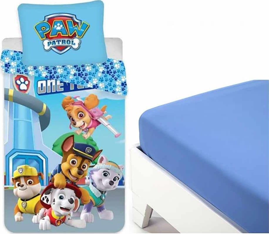 COMPLETO COPRIPIUMINO PAW PATROL COTONE LETTO SINGOLO 1 PIAZZA AZZURRO