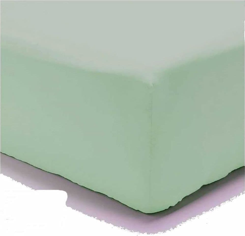 Lenzuolo di sotto Letto Singolo 1 Piazza Cotone con Angoli ED Elastico Tinta Unita Vari Colori – Verde – La Bottega Del