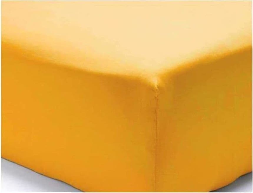 Lenzuolo di sotto Letto Singolo 1 Piazza Cotone con Angoli ED Elastico Tinta Unita Vari Colori – Giallo – La Bottega Del