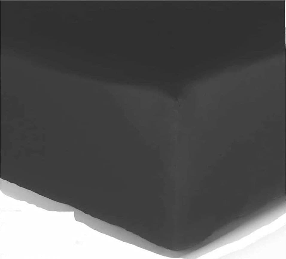 Lenzuolo di sotto Letto Singolo 1 Piazza Cotone con Angoli ED Elastico Tinta Unita Vari Colori – Nero – La Bottega Del