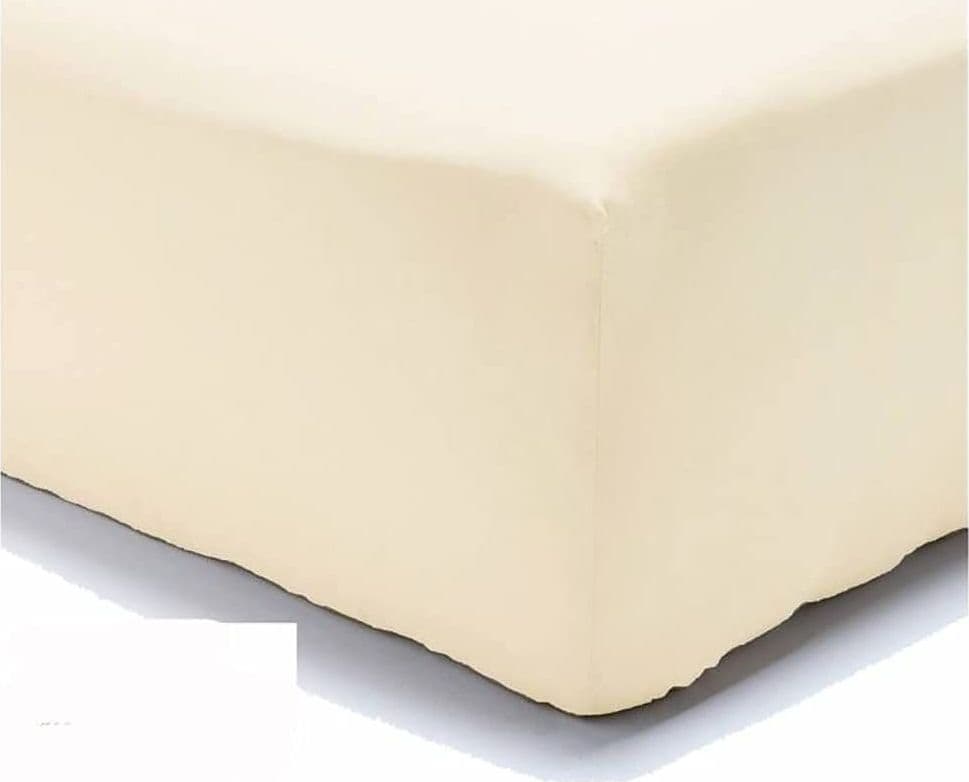 Lenzuolo di sotto Letto Singolo 1 Piazza Cotone con Angoli ED Elastico Tinta Unita Vari Colori – Panna – La Bottega Del