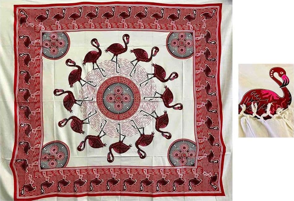 COPRITUTTO Telo ARREDO Cotone Misura 210x240 Fantasia Grande Fenicottero Vari Colori – Bordeaux – La Bottega Del Risparmio –