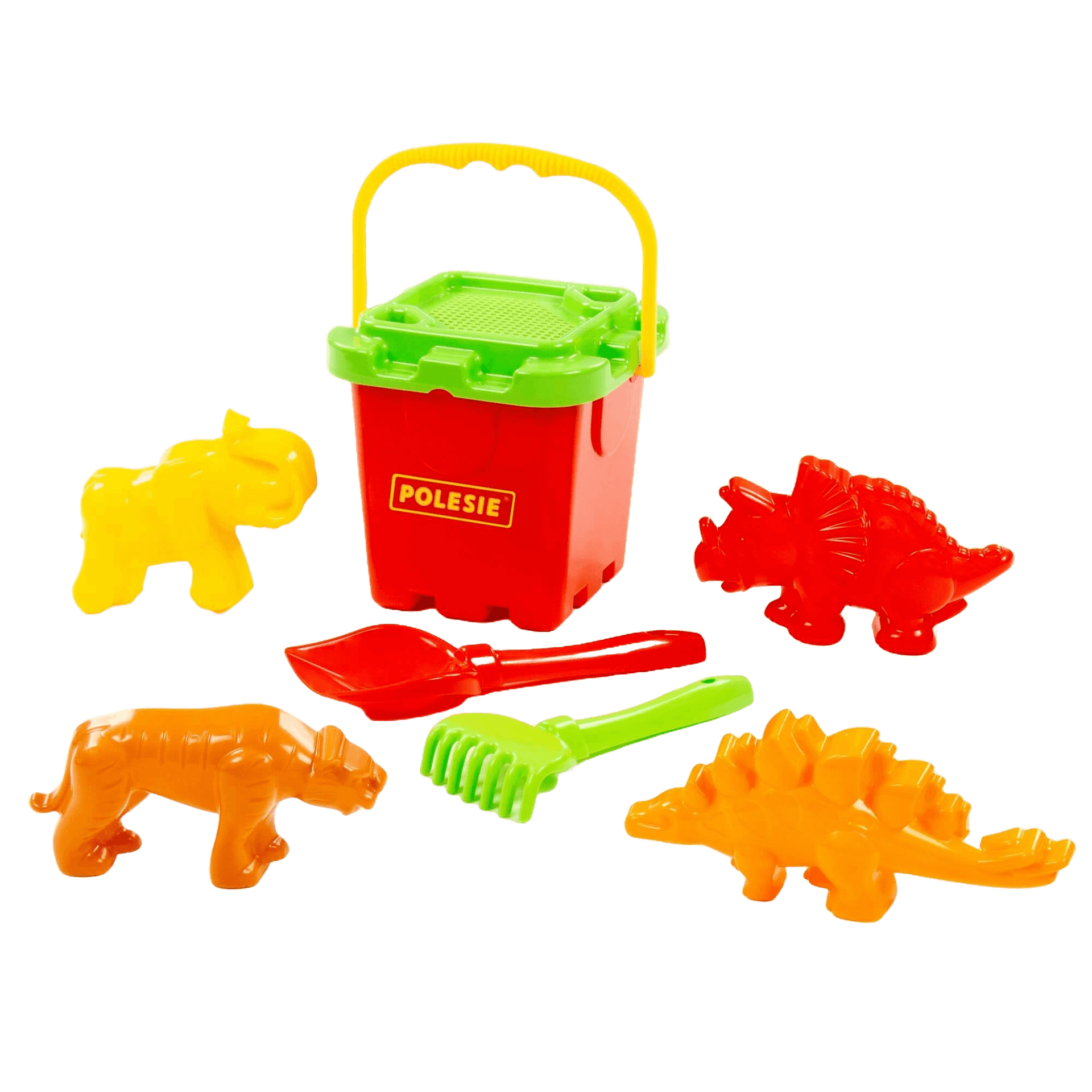 Polesie Set da Spiaggia con Secchiello Paletta Rastrello e Formine Rosso - 2