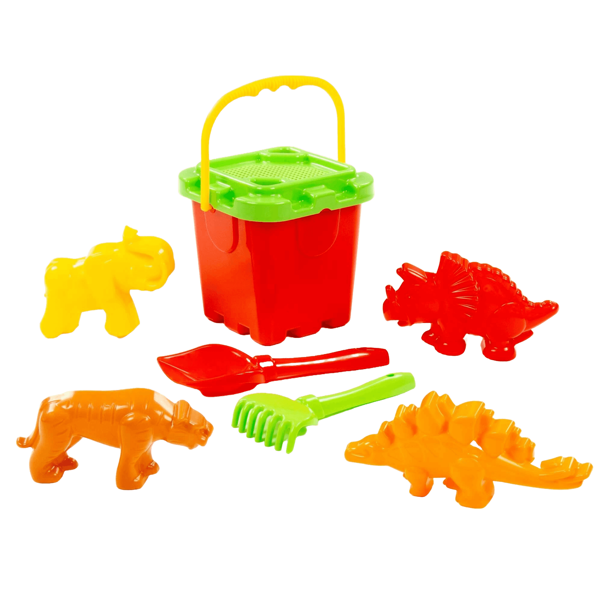 Polesie Set da Spiaggia con Secchiello Paletta Rastrello e Formine Rosso - 3