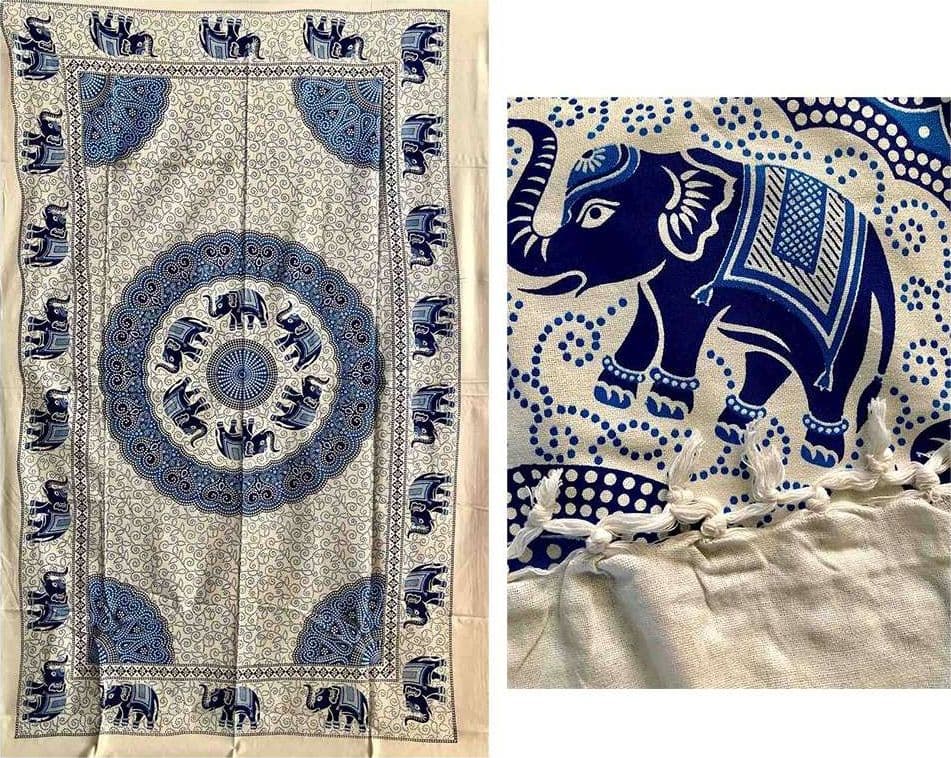 COPRITUTTO TELO ARREDO COTONE MISURA 140x220 FANTASIA ELEFANTE VARI COLORI - 16