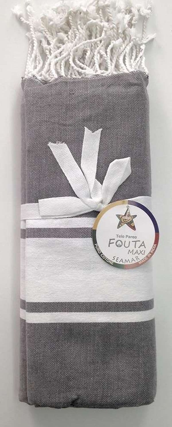 Seamar - TELO FOUTA MISURA MATRIMONIALE COTONE 150X185 RIFINITO CON FRANGE - 16