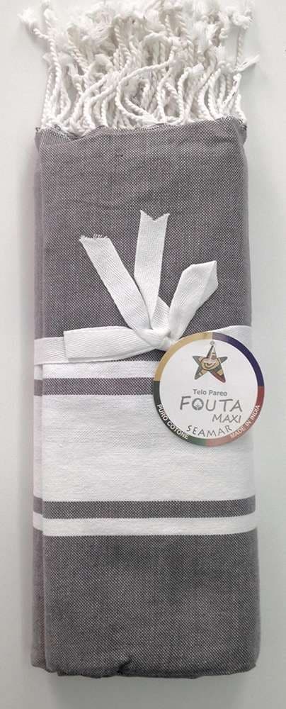 Seamar - TELO FOUTA MISURA MATRIMONIALE COTONE 150X185 RIFINITO CON FRANGE - 16