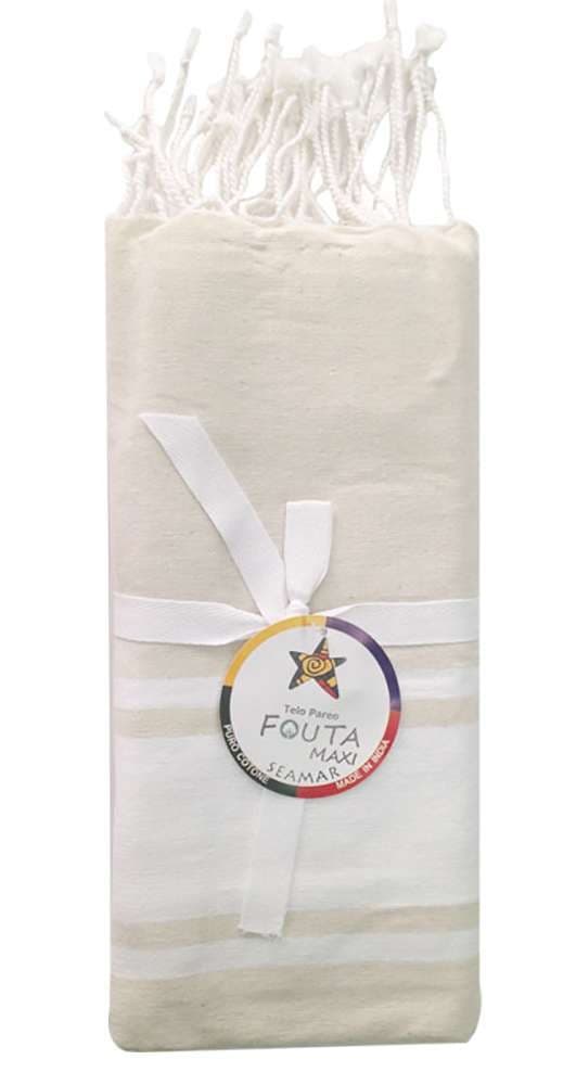 Seamar - TELO FOUTA MISURA MATRIMONIALE COTONE 150X185 RIFINITO CON FRANGE - 9