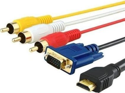 CAVO ADATTATORE CONVERTITORE SDOPPIATORE DA HDMI A VGA E RCA TV DVD LCD LED HDTV