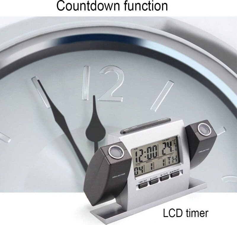 SVEGLIA OROLOGIO A PROIEZIONE ORA TEMPERATURA SCHERMO LCD DATA GRADI PROIETTORE - 9