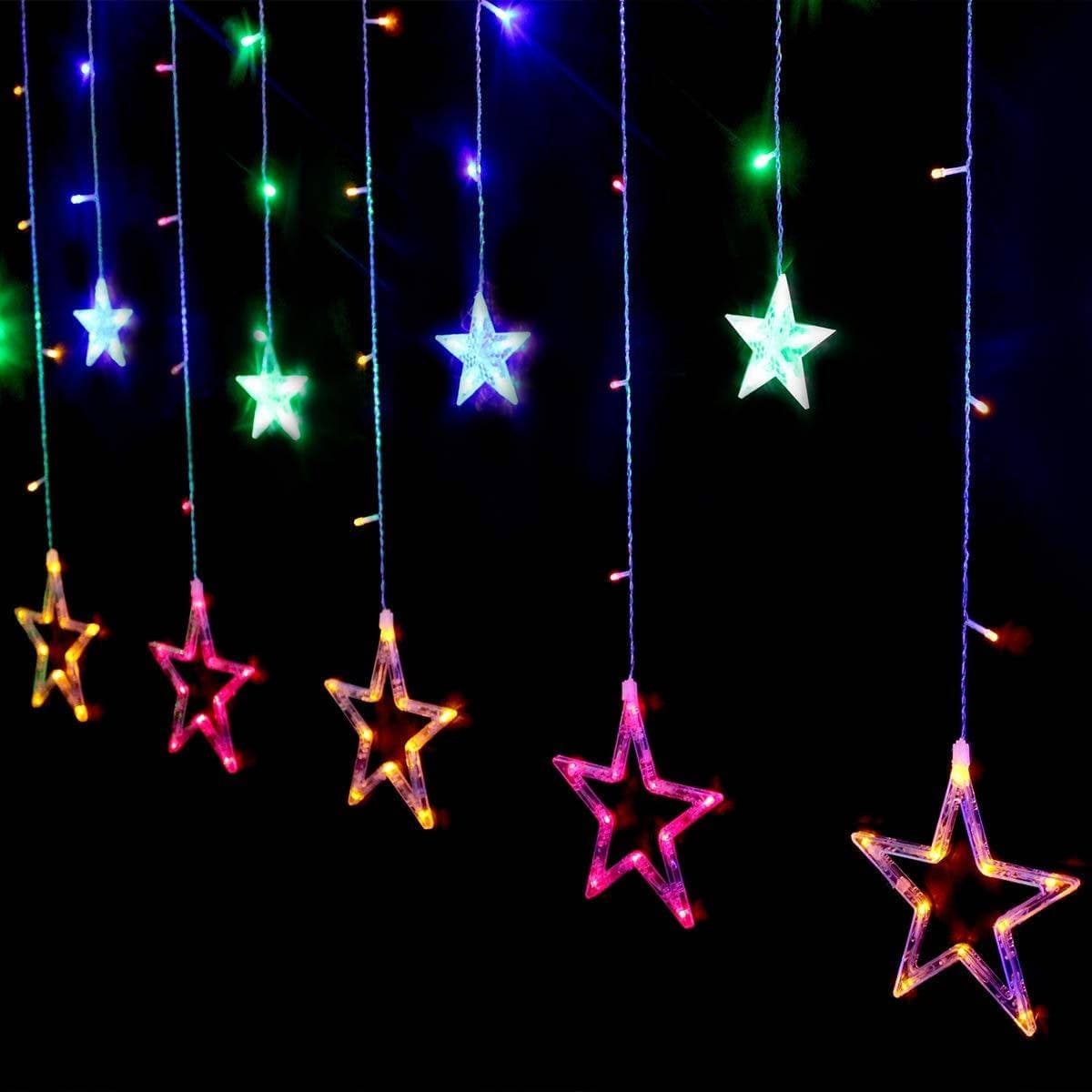 TENDA LUMINOSA NATALIZIA 140LED CON STELLE COLORATE RGB 2MT ESTERNO PROLUNGABILE - 2