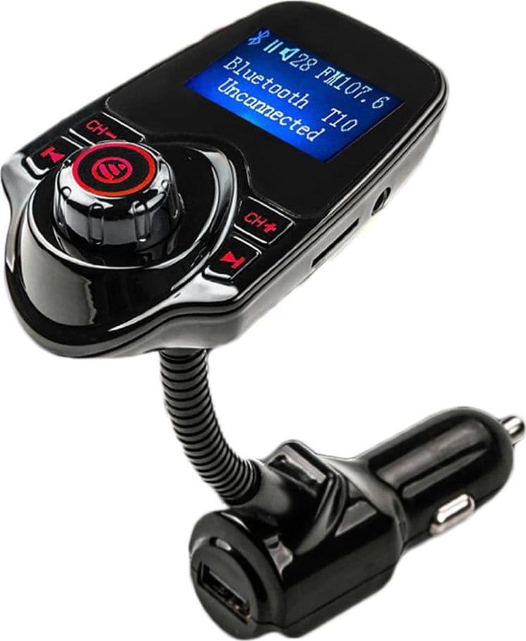 TRASMETTITORE FM BLUETOOTH WIRELESS T10 KIT AUTO VIVAVOCE LETTORE MP3 USB - 2