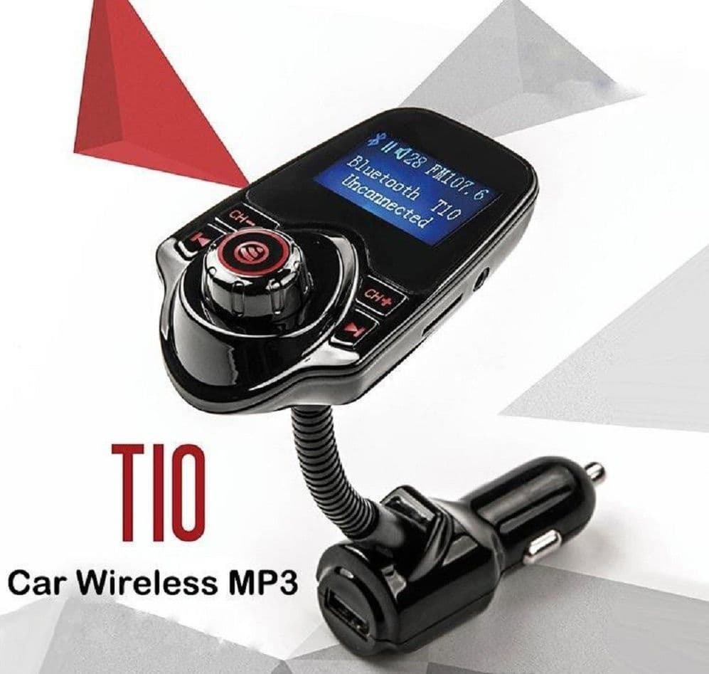 TRASMETTITORE FM BLUETOOTH WIRELESS T10 KIT AUTO VIVAVOCE LETTORE MP3 USB - 3