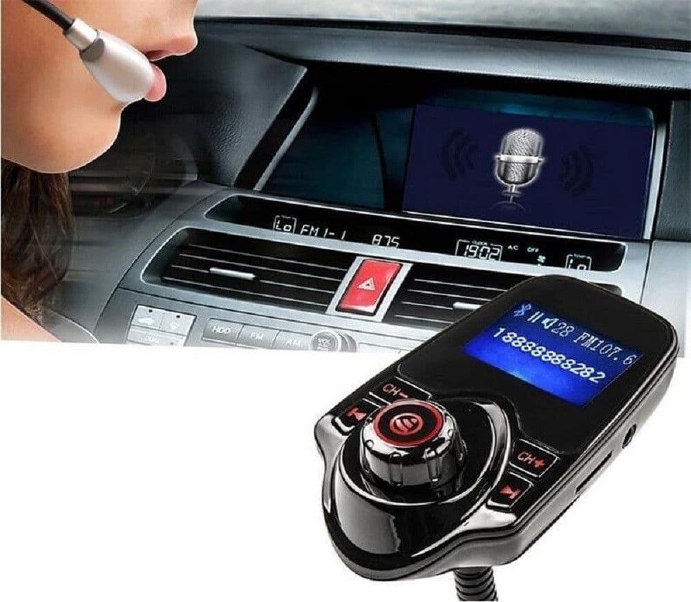 TRASMETTITORE FM BLUETOOTH WIRELESS T10 KIT AUTO VIVAVOCE LETTORE MP3 USB - 5