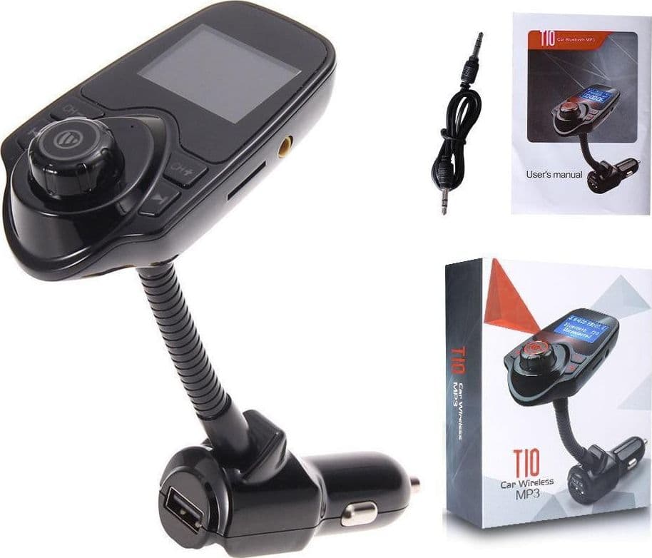 TRASMETTITORE FM BLUETOOTH WIRELESS T10 KIT AUTO VIVAVOCE LETTORE MP3 USB - 6