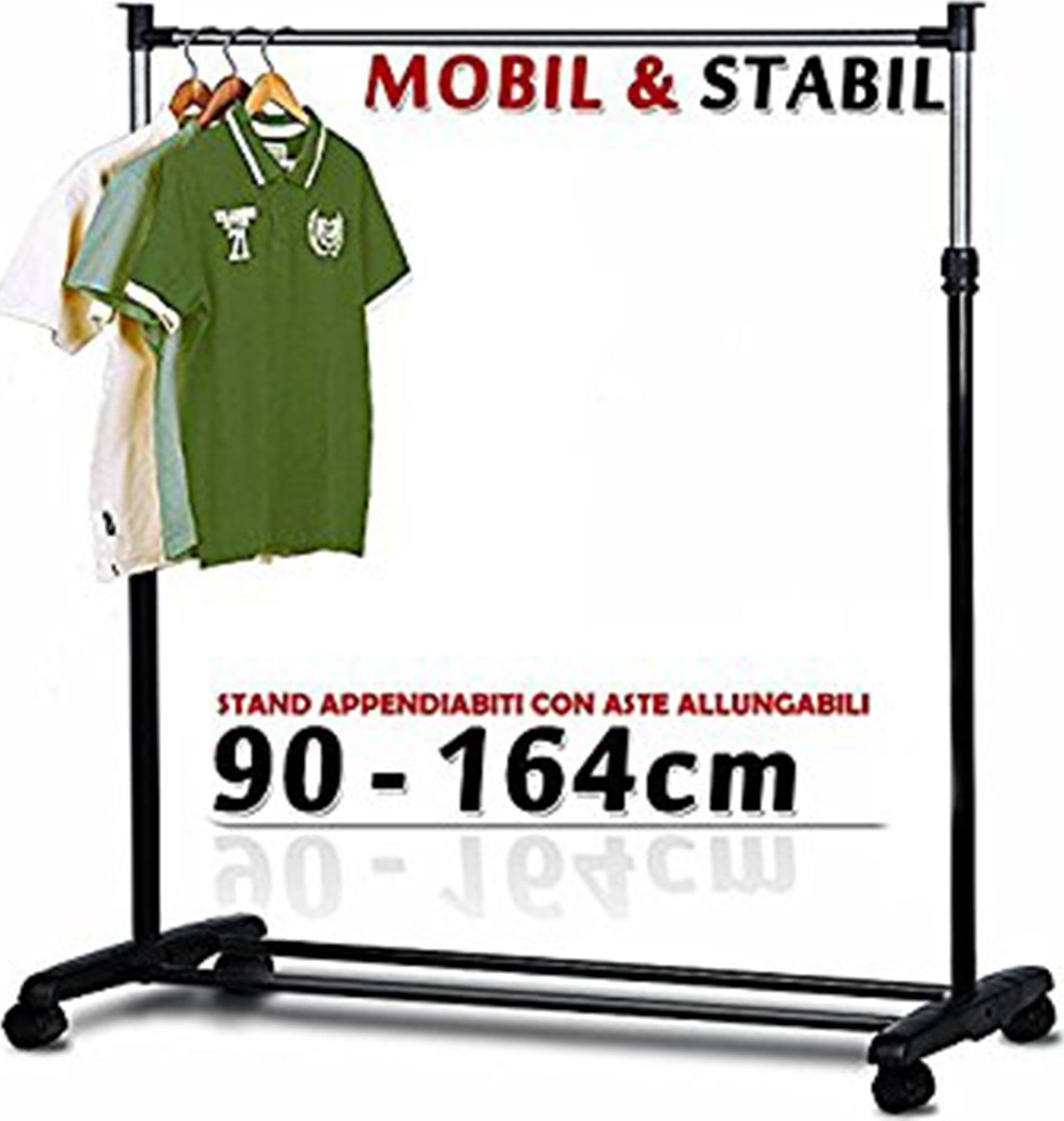STAND APPENDIABITI ALLUNGABILE TELESCOPICO SINGOLO CON RUOTE 70 - 160 CM - 3