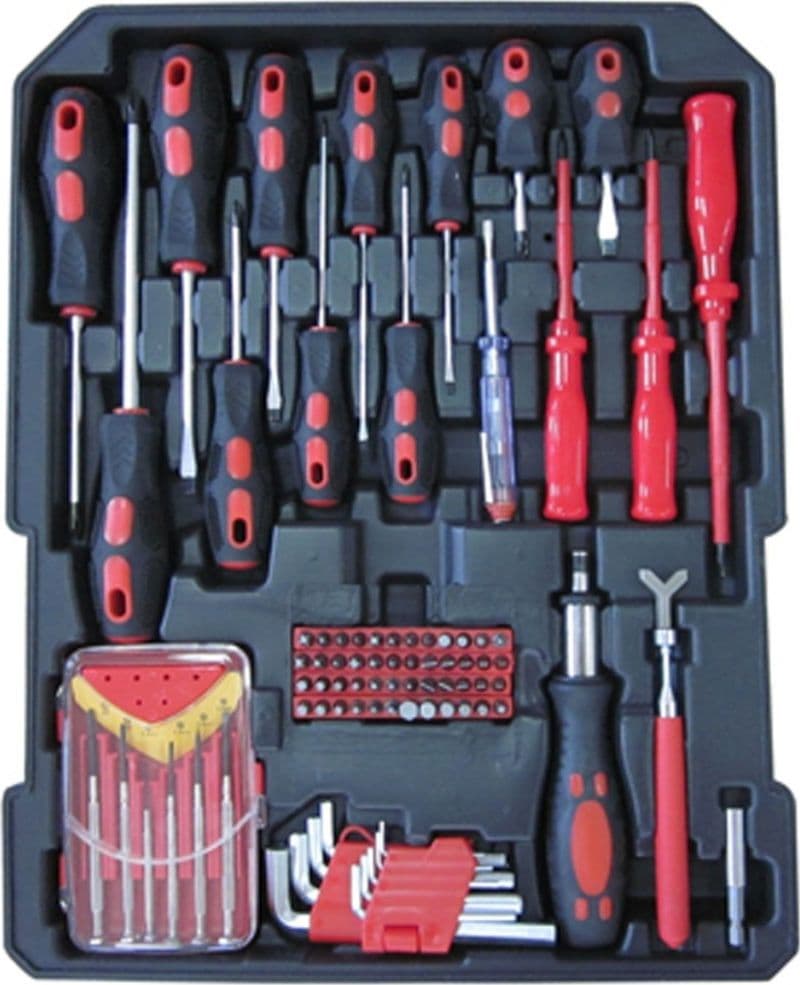 CASSETTA ATTREZZI A TROLLEY OFFICINA PORTATILE CON 187 UTENSILI 4 SCOMPARTI - 3
