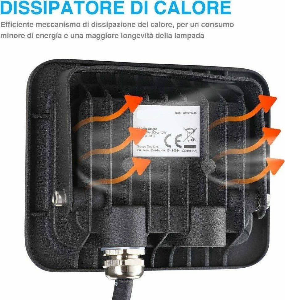 FARO LED 300W LUCE ALTA LUMINOSITA FARETTO ESTERNO SLIM BIANCO FREDDO 6000K - 4