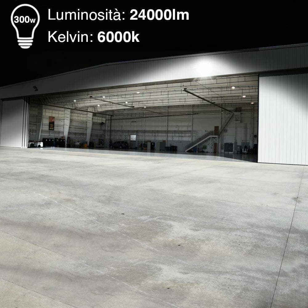 FARO LED 300W LUCE ALTA LUMINOSITA FARETTO ESTERNO SLIM BIANCO FREDDO 6000K - 5