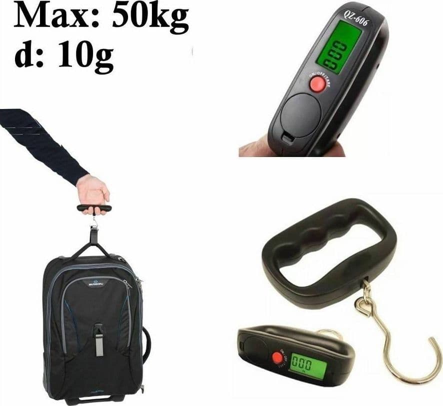 BILANCIA DA VIAGGIO 10G-50KG PESA VALIGIA VALIGIE BAGAGLI DIGITALE PORTATILE