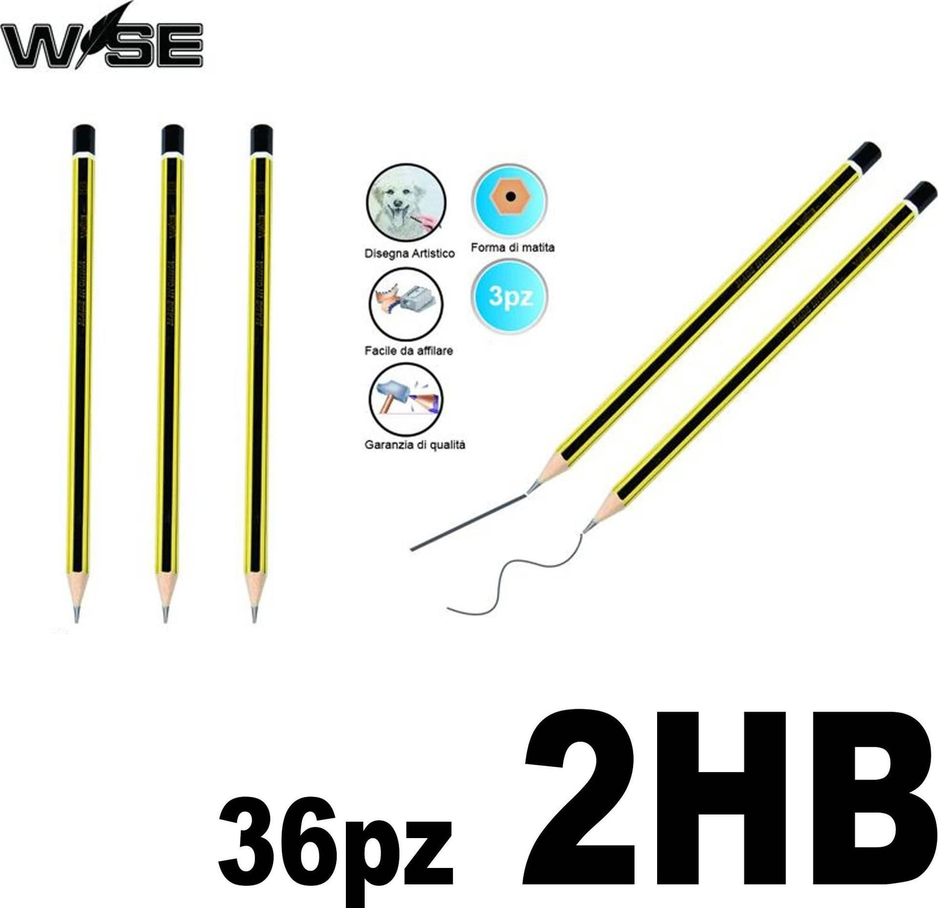 36 MATITE PER DISEGNO ARTISTICO E TECNICO USO SCUOLA UFFICIO GRADAZIONE N 2 HB - 2