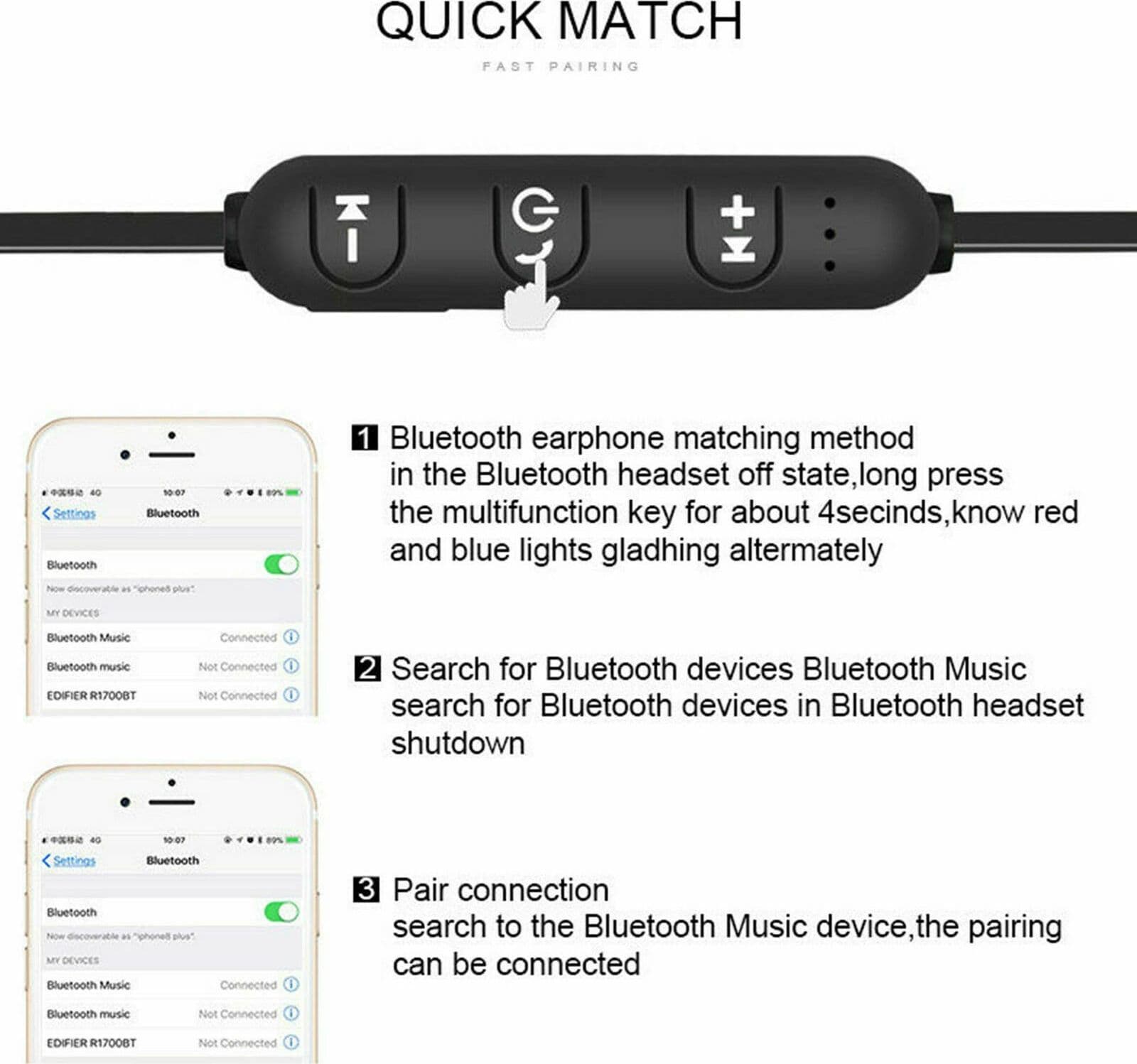 AURICOLARI BLUETOOTH MAGNETICI CUFFIE SPORTIVE WIRELESS STEREO XT-6 FITNESS - 4