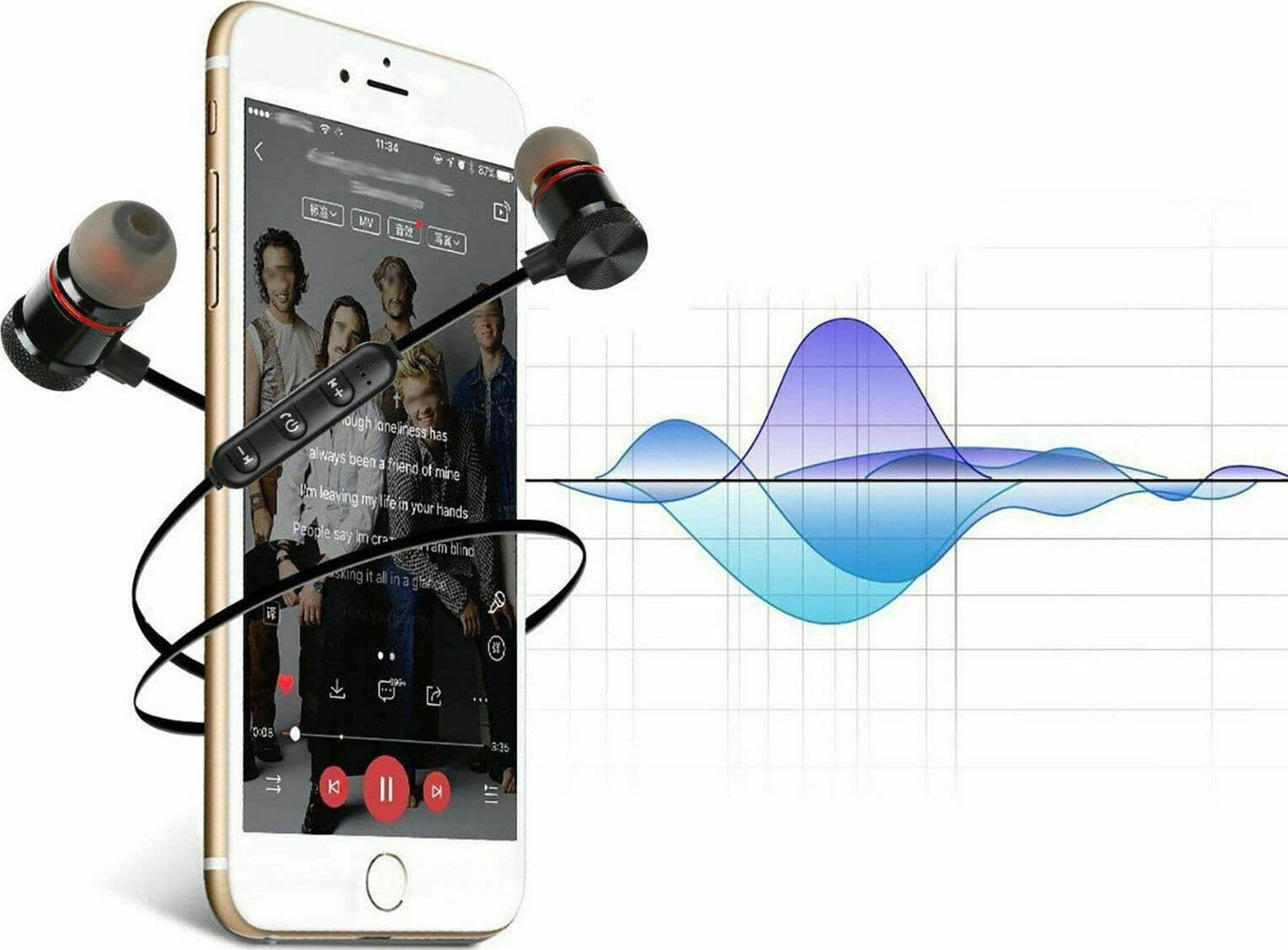 AURICOLARI BLUETOOTH MAGNETICI CUFFIE SPORTIVE WIRELESS STEREO XT-6 FITNESS - 5